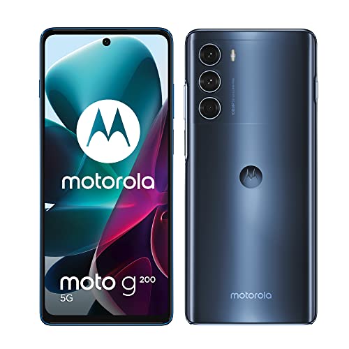 Motorola moto g200 5G Smartphone (6,8"-FHD+-Display, 144 Hz, 108-MP-Kamera, 8/128 GB, 5000 mAh, Android 11), Stellar Blue, inkl. Schutzcover + KFZ-Adapter [Exklusiv bei Amazon]