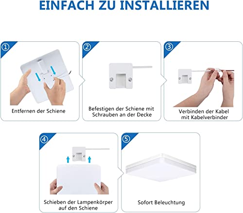 Deckenlampe LED Deckenleuchte 24W, SUNZOS 4000K 2950LM Deckenlampe Led Panel für Schlafzimmer, Küchenlampe, Flur, Balkon, Neutralweiß, Natürliches Licht Deckenleuchte Led / 18 x 4 cm