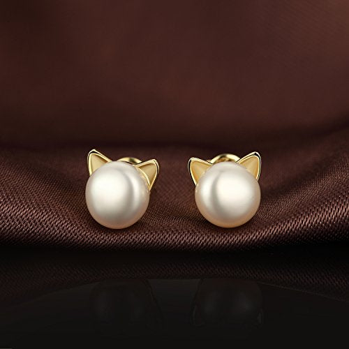 jiamiaoi Katzen Ohrringe Silber 925 Ohrringe Katzen Ohrstecker Perlenohrringe Silber Ohrstecker Perlenohrringe Gold Katzen Ohrringe Katzen Schmuck Damen Ohrringe Silber Ohrringe Mädchen Geschenk