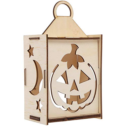 Baker Ross AX241 Halloween-Laternen-Sets aus Holz, 3 Stück, Holzhandwerk für Kinder zum Ausmalen, Dekorieren und Präsentieren, ideal für die Trick-or Treat Saison