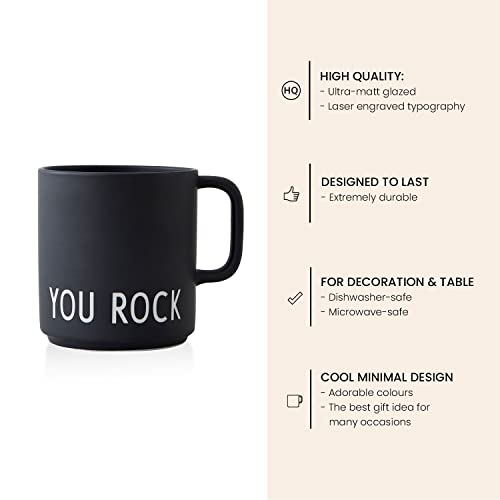 Design Letters Lieblingsbecher Schwarz YOU ROCK | Geschenke für Lieblingsmensch | Kaffeetasse mit Henkel aus Porzellan