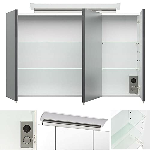 AYily Badezimmer-Aufbewahrungsschrank-Organizer Badmöbel Badezimmer Set 100cm Waschtisch-Unterschrank LED Spiegelschrank Freistehender Unterschrank für Schlafzimmer