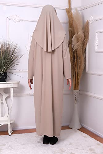 ihvan online Muslimische Kleider für Frauen, Einteiliges Langarm-islamisches Gebetskleid, Mink, XXX-Large-6X-Large