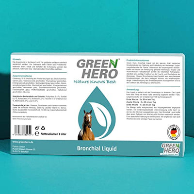 Green Hero Bronchial Liquid für Pferde mit Kräutern - Bronchialkräuter, Bronchialsaft zur Stärkung und Entlastung der Atemwege, 1000 ml