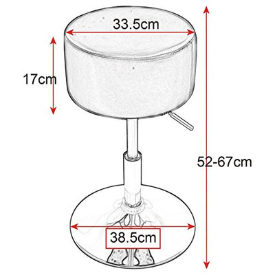 WOLTU BH14ws-1 Design Hocker mit Griff , stufenlose Höhenverstellung , verchromter Stahl , Antirutschgummi , pflegeleichter Kunstleder , gut gepolsterte Sitzfläche , weiß