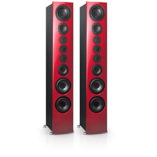 Nubert nuVero 170 Standlautsprecherpaar | Lautsprecher für Stereo | HiFi Qualität auf höchstem Niveau | passiv Standboxen mit 4 Wegen Made in Germany | High End Standlautsprecher Rot/Schwarz | 2 Stück