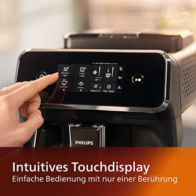 Philips 2200 Serie EP2220/10 Kaffeevollautomat, 2 Kaffeespezialitäten, Schwarz/Schwarz-gebürstet