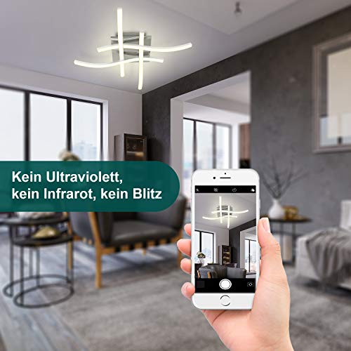 Kingwen LED Deckenleuchte 25W Deckenlampe 4 flammig 5500K Wohnzimmerlampe IP21 Geeignet für Wohnzimmer Schlafzimmer Korridor