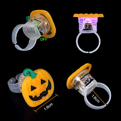 Twister.CK Halloween Kids LED Leuchtringe, 54 Stück LED Glow Party Leuchtspielzeug - Blinkende Ringkette Temporäre Tattoos für Halloween Party Supply Bags Filler