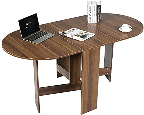 RELAX4LIFE Klapptisch Esstisch, Küchentisch Klappbar, Esszimmertisch 60 kg belastbar, Faltbarer Konsolentisch aus Holz, Kaffeetisch für 6 Personnen, Beistelltisch für Esszimmer & Küche & Büro, braun