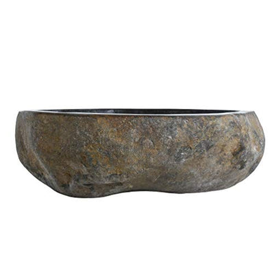 ESTEXO Waschbecken Waschtisch Waschschale aus Naturstein Flussstein Oval Aufsatzwaschbecken Handwaschbecken (Grau / 40-45 x 15 cm)