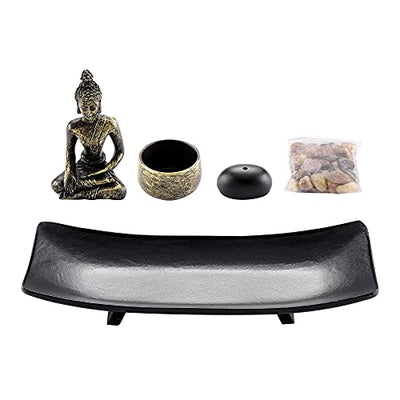 Jovivi Buddha Statue Zen Garten Deko Kerzenleuchter Teelichthalter Räucherstäbchenhalter Meditation Wohnung Feng Shui Dekoration