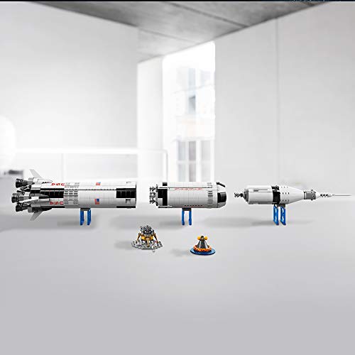 LEGO 92176 Ideas NASA Apollo Saturn V Weltraumrakete und Fahrzeuge, Raumschiff Bauset für Sammler, Modellbausatz für Teenager und Erwachsene