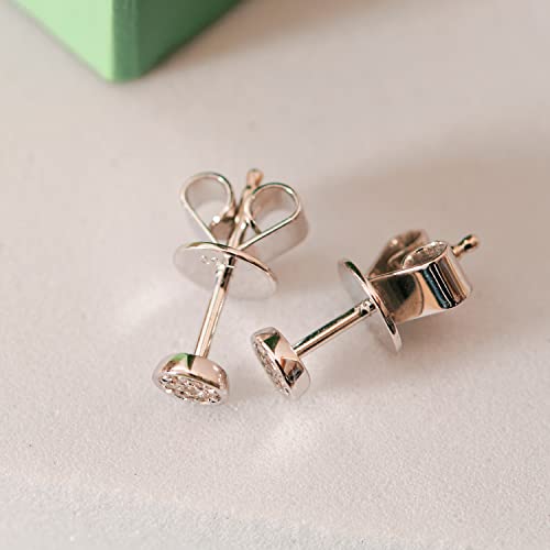 EDELIND Damen Diamant-Ohrstecker 750 Weißgold mit 14 Diamanten 0.06 Karat - Ohrringe Set 18 Karat Echt Gold - Goldschmuck Brilliant Ohrstecker 4 mm mit Schmuck Geschenk Box