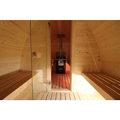 SaunaPod Fritz 4.0m mit Vordach 2-Raum Design Sauna aus Fichtenholz inkl Montagematerial Via Nordica