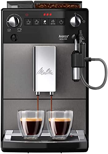 Melitta Avanza F270 - 100 Kaffeevollautomat mit integriertem Milchsystem (abnehmbaren XL Wassertank und Bohnenbehäter sowie flüsterleisem Mahlwerk, 20 cm Breite) mystic titan