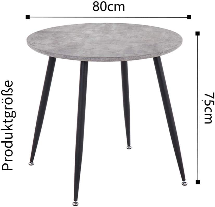 GOLDFAN Esstisch Runder mit 2 Stühlen Set Küchentisch Marmor und 2 Essensstuhl Moderner Esszimmertisch für Esszimmer Wohnzimmer (2, Grau)