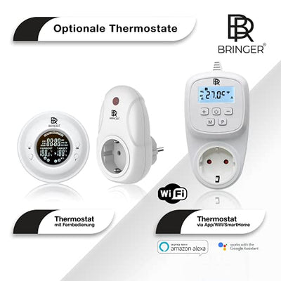 Bringer Infrarotheizung - Infrarot Elektroheizung mit Überhitzungsschutz - CarbonCrystal Heizelement - neuste Technologie (300 Watt, Heizplatte und Thermostat mit Fernbedienung (BRTF))