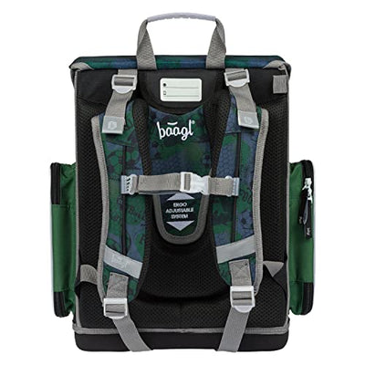 Baagl Schulranzen Jungen Set 3 Teilig, ERGO Schultasche ab 1. Klasse, Ergonomische Grundschule Ranzen mit Brustgurt (Fussball)