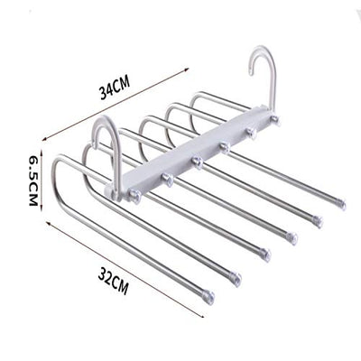 6 in 1 Edelstahl Hosenbügel, rutschfeste magische Hosenbügel, Hosenbügel Platzsparend Mehrfach, tragbare Mehrzweck-Kleiderbügel, Mehrzweck-Kleiderbügel, Mehrzweck-Kleiderbügel （Grau