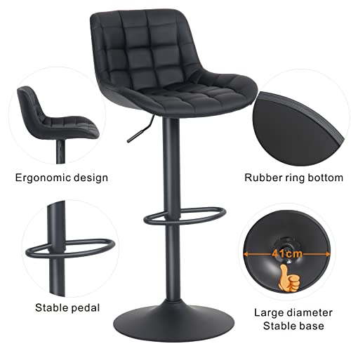 YOUTASTE Barhocker, 2er Set Tresenhocker PU-Leder Höhenverstellbar Bar Stühle Drehbar Drehstühle Mit Armlehnen,Kücheninseln Bar Stool Für Garten 180kg Kapazität-Platz Schwarz…