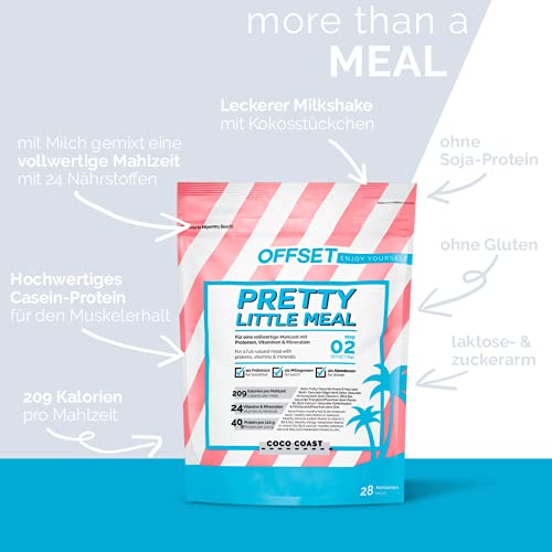 Vollwertiger Mahlzeitenersatz von OFFSET Nutrition ® | Pretty Little Meal Coco Coast | Abnehm Shake unter 210 Kalorien | 560 g für 28 Portionen | mit Vitaminen und Proteinen