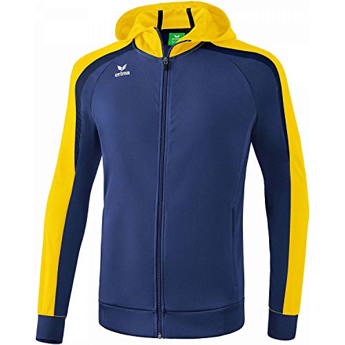 ERIMA Kinder Jacke Liga 2.0 Trainingsjacke mit Kapuze, new navy/gelb/dark navy, 164, 1071845