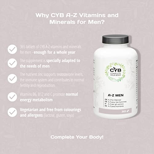 CYB A-Z Vitamine und Mineralien für Männer – Mit Magnesium, Zink, Selen und mehr – 1 x 365 Tabletten