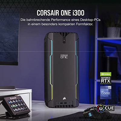 Corsair ONE i300 Kompakter Gaming-PC (Intel Core i9-12900K-CPU, NVIDIA GeForce RTX 3080 Ti-Grafikkarte, 32 GB CORSAIR Vengeance DDR5-Arbeitsspeicher, Thunderbolt 4, Windows 11 Pro) Schwarz