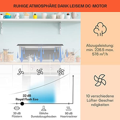 Klarstein Downdraft-Dunstabzugshaube, Versenkbare Abzugshaube, Leise Dunstabzugshauben mit Filter, Dunstabzugshaube 90cm, Umluft/Abluft Dunsthaube mit 10 Stufen, Dunstabzug 576 m³/h Luftstrom