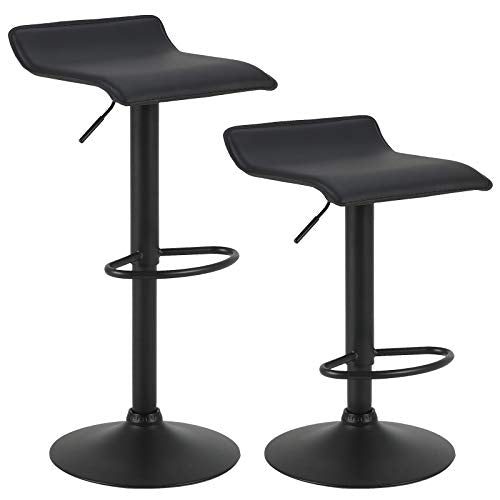 WOLTU Barhocker BH159sz-2 2er Set Barstuhl Tresenhocker Bistrohocker Designer Hocker, höhenverstellbar drehbar, Kunstleder Stahl, Schwarz