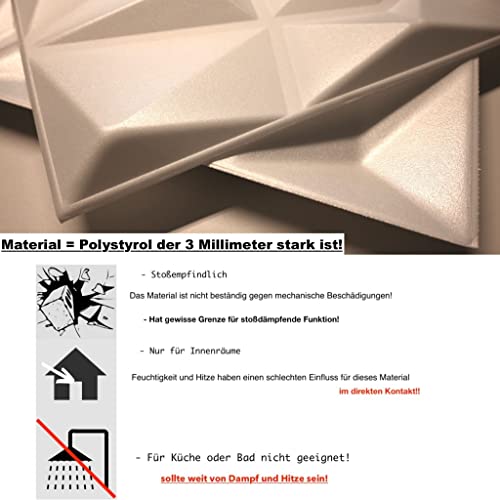 3D Wandpaneele Dekoren Wandverkleidung Deckenpaneele Platten Paneele Wanddeko Wandtattoos POLYSTYROL MATERIAL STYROPOR ARTIG 3D /5m²-20PCS Diamant White 3mm stärke