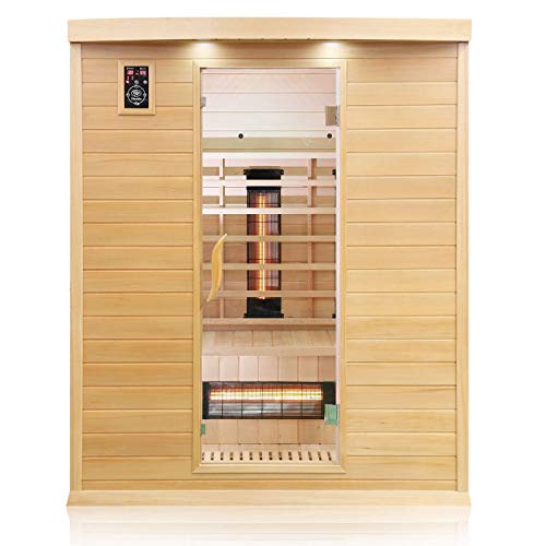 Dewello Infrarotkabine Pierson 160x105 DUAL-Therm für 2-3 Personen aus Hemlock Holz mit Vollspektrumstrahler