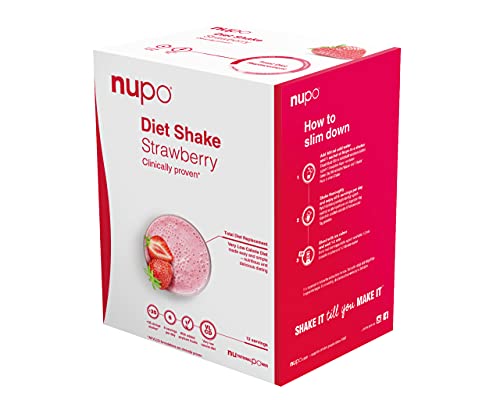 NUPO Diet Shake Erdbeere – Premium Diät-Shake zum Abnehmen I Kompletter Mahlzeitersatz zum Abnehmen I 12 Portionen I Very low calorie diet, glutenfrei, GMO frei