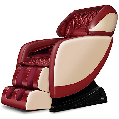 Lzour SL-Track-3D-Massagestuhl, Luxus-Zero-GravityMassage-Stuhl-Liegewinner mit Shiatsu, Knetenmassage, Ganzkörper-Airbag, Rückenwärme, Fußwalze,Rot