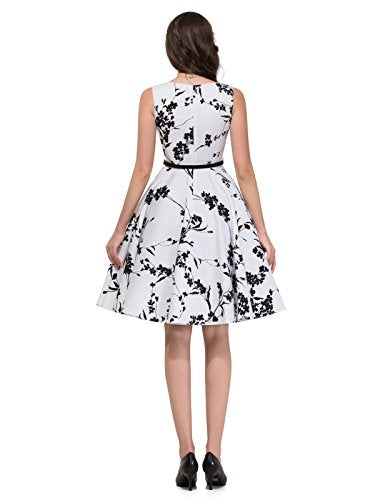 GRACE KARIN Blumen Kleid Rockabilly Damen gürtel Kleid festlich Petticoat Kleider XS CL6086-11