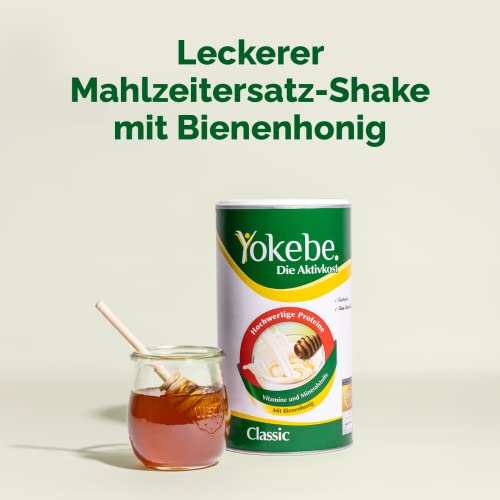 Yokebe Classic - Diätshake zum Abnehmen - glutenfrei und vegetarisch - Mahlzeitersatz zur Gewichtsabnahme mit hochwertigen Proteinen - 500 g = 12 Portionen