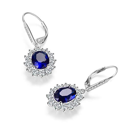 YFN Saphir Ohrringe Sterling Silber Saphir Tropfen Ohrringe Blau Stein Baumel HängeOhrringe Schmuck für Damen