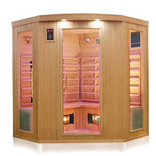 Luxus LED Infrarotsauna 160x160cm Infrarotkabine Wärmekabine Sauna Vollspektrum