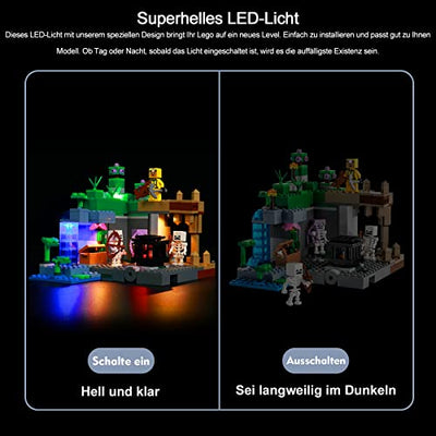 Led Licht Set für Lego 21189 Minecraft Das Skelettverlies Spielzeug Set (Kein Lego-Modell enthalten, nur Beleuchtung), BrickBling Dekoration DIY Beleuchtungsset für Lego Das Skelettverlies