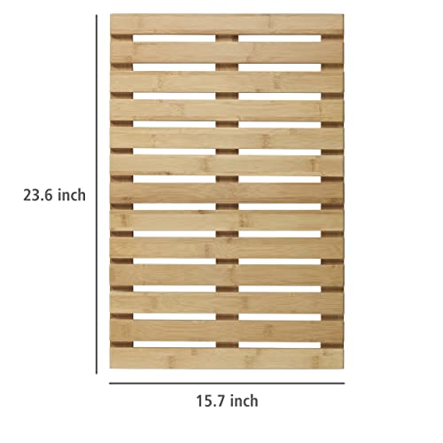 WENKO Baderost Indoor & Outdoor Bambus, rutschfeste Badematte für den Innen- und Außenbereich aus umweltfreundlichem Bambus, modernes Bodenrost für Dusche, Badewanne & Poolbereich, 60 x 40 cm