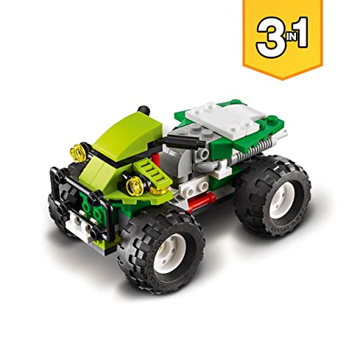 LEGO 31123 Creator 3-in-1 Geländebuggy, Quad, Kompaktlader, Spielzeug-Fahrzeuge für Kinder ab 7 Jahre, Bagger, Spielzeugauto