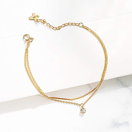 YZJYB Damen Armband 18k Gold Mosaik Diamanten, Leichter Luxusschmuck, Real Diamond Armreif, Doppelschicht Verstellbar Gold Armreifen,modischer Und Einfacher Schmuck, Frau Geschenk