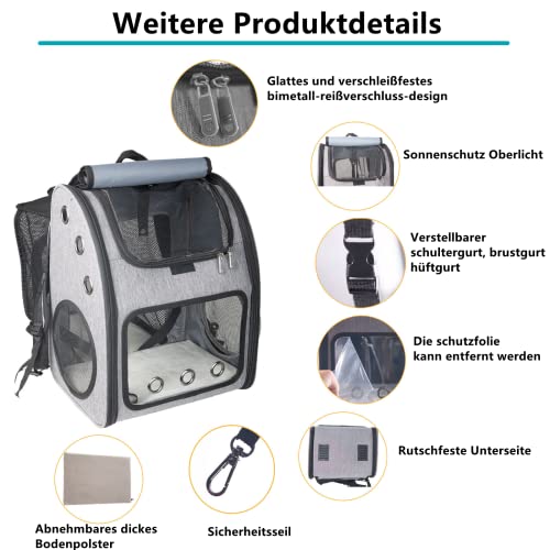 HelloMiao Ausziehbarer Haustier Rucksäcke,Großer Tragbarer Hunderucksack & Katzenrucksack, Faltbarer Haustier Reiserucksack, Geeignet für Katzen und Hunde und Andere Kleine Haustiere,Max.Last 8kg