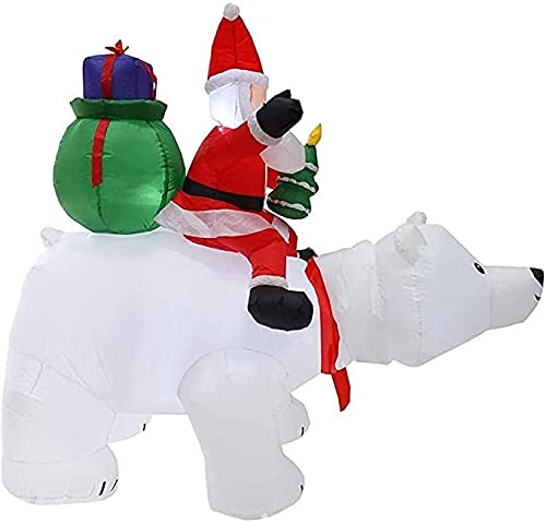 Weihnachtsdekoration Urlaub Party Haus Hof Garten Rasen Indoor Outdoor Dekoration Geschenk Weihnachtsdeko Aufblasbarer REIT-Eisbär Weihnachtsmann internen LED-Leuchten 210 cm × 170 cm Selbstaufblasen