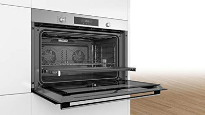 Bosch VBD5780S0 Serie 6 Einbau-Backofen, 60 x 90 cm extra breit, Pyrolyse Selbstreinigung, LCD-Touchdisplay, Versenkknebel, 1-fach ebenunabhängiger Teleskop-Auszug