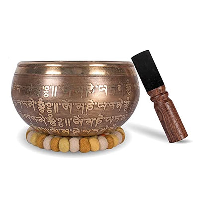 XXL Klangschale 800g - 16cm. Große Tibetische Klangschalen Set mit Klöppel und Klangschalenkissen in Loktapapier Geschenk-Box. Singing Bowl aus Tibet