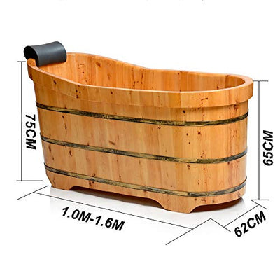 LOHOX Begasung Holzfass, Badewanne Sauna Fass Holz Fass mit Deckel Bad Single Mit Begasungsmaschine Barrel Eimer Dicke Kante Blechdicke 2,5 cm Qualitätszubehör 1M-1.6M