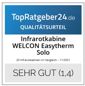 Infrarotkabine WELCON® Easytherm Solo - Sauna für eine Person - Tür rechts oder links wählbar (Tür bei Draufsicht in die rechte Seitenwand integriert - (wie Abbildung))