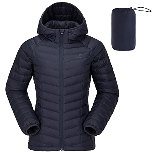 CAMEL CROWN Damen Daunenjacke Packable Quilted Coat Winddicht Steppjacke Wintermantel Daunenmantel Warme Jacke mit Kapuze Tasche für Freizeit Sport Reisen